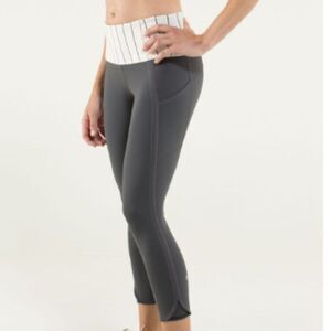 LULULEMON CANT STOP CROP LEGGING - GREY BLACK STRIPE